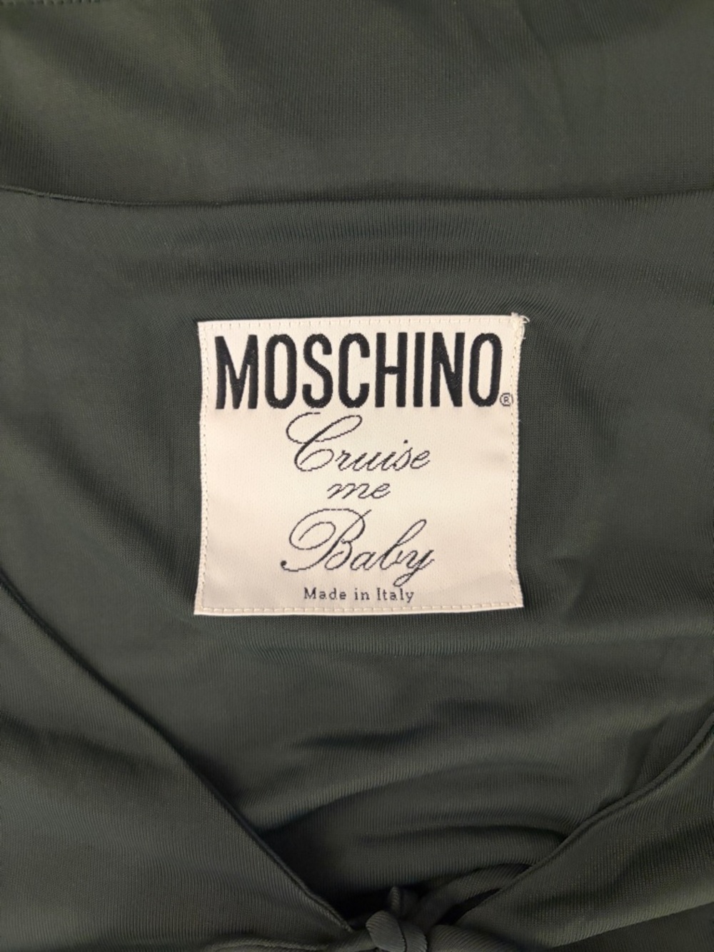 Moschino Deep Green Long-Sleeve V-Neck Ruched Tie Front Top Sz 6 - Picture 5 of 6